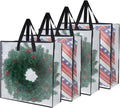 Heavy-Duty Clear Wreath Storage Bag & Sturdy Moving Box Alternative – 26 Inch Large Capacity Container with Zipper for Christmas Decorations, Seasonal Wreaths, Clothes, Bedding,Gift (4-Pack)