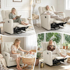 SweetGO Nursery Glider Recliner, 360° Swivel Microfiber Rocker w/Footrest | Ergonomic lumbar support, quiet glide, reinforced frame, tool-free assembly, 135° recline