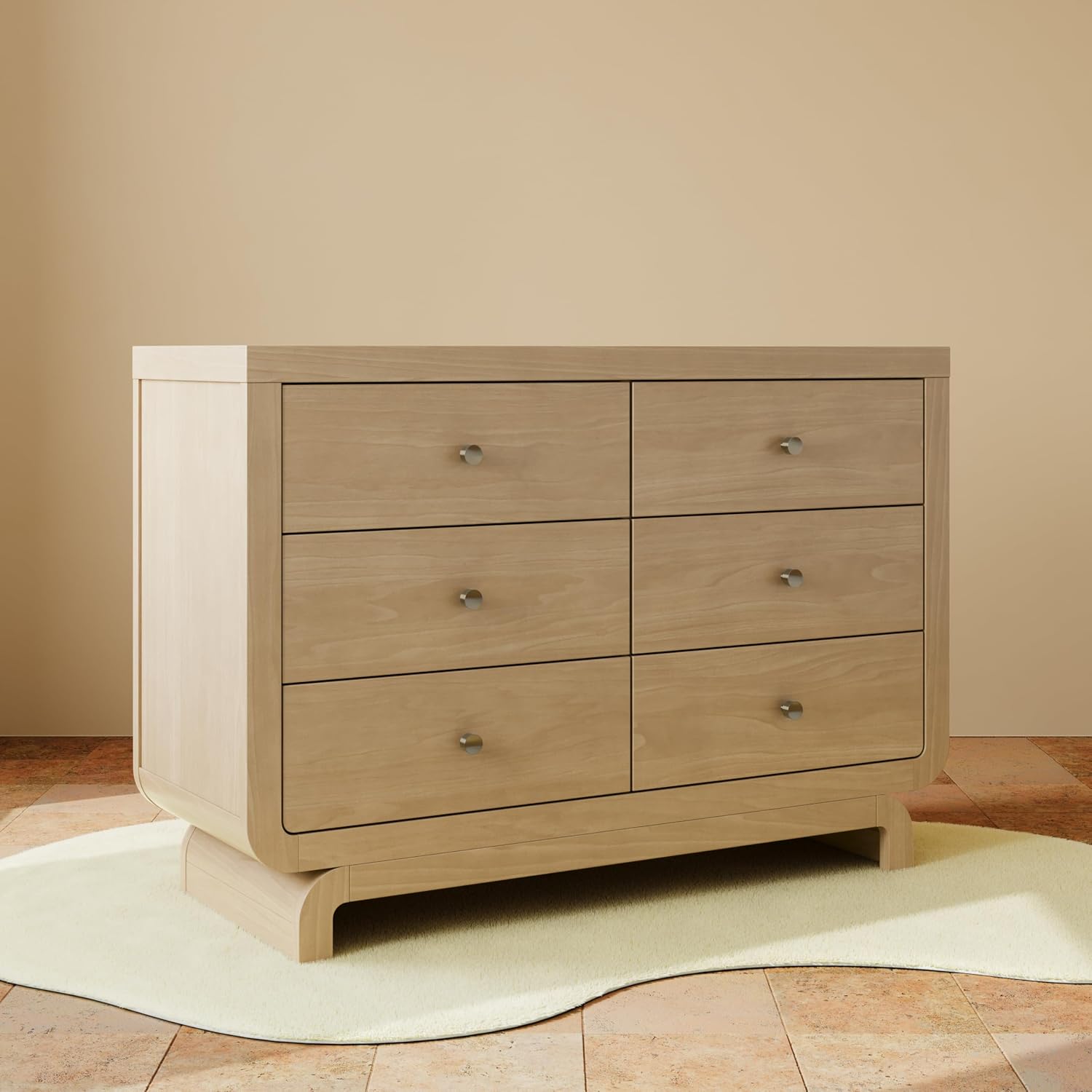 Storkcraft Santorini 6 Drawer Double Dresser, Driftwood | GREENGUARD Gold Certified, Interlocking Drawer System, Premium Wood Dresser Drawer Organizer for Nursery and Kids Bedroom