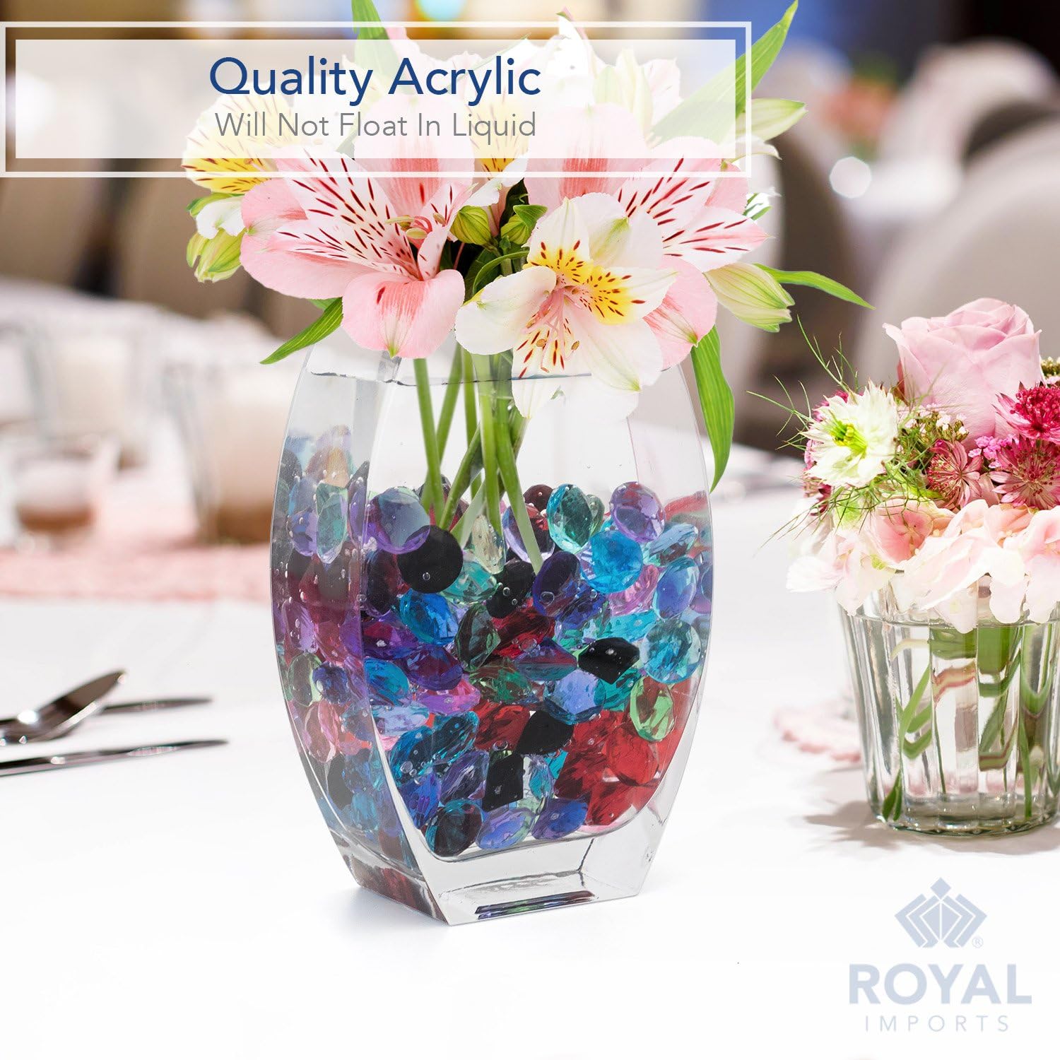 Royal Imports Acrylic Diamonds Gemstones, Crystals Rocks, Vase Fillers Party Table Scatter Wedding Banquet Event Party Crafts - 3 LBS (approx 450 gems) - Green