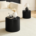 Nesting Coffee Table Set of 2, Modern Round Small Side Table Circle Accent End Table Drum Wood Center Table for Living Room Apartment Bedroom Office, No Assembly, Black