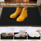 Front Door Mat Outside Entrance 17"x30" Black,Heavy-Duty Dirt Trapper Outside Welcome Mat, Non Slip Durable Rubber Entrance Doormats for Entryway Porch, Stain Resist Waterproof All-Season All-Weather