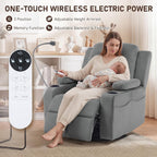 Furnimart Power Rocking Chair Nursery with Adjustable Armrests, Triple Motor Glider Recliner Swivel Nursing Chair for Breastfeeding with Phone Holder, Side Storage, Soft Waterproof Fabric, Dark Grey