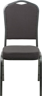 BizChair Crown Back Stacking Banquet Chair, Gray Fabric/Silver Vein Frame