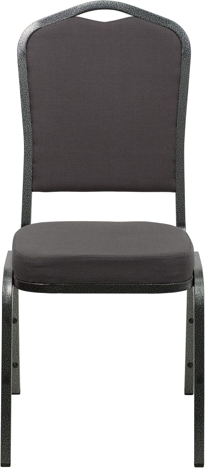 BizChair Crown Back Stacking Banquet Chair, Gray Fabric/Silver Vein Frame