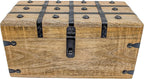 Handmade Pirate Treasure Chest - Wooden Storage Box with Iron Lock & Skeleton Key - Rustic Decorative Jewelry, Toy, Geocache, or Keepsake Chest (Large 12.25 x 6.25 x 6)