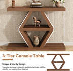 39.4-Inch Farmhouse Console Table for Entryway, Wood Behind Couch Table with Storage Shelves, Rectangular Sofa Table, Narrow Entryway Table for Entrance, Hallway, Foyer, Living Room, Entry Way Table