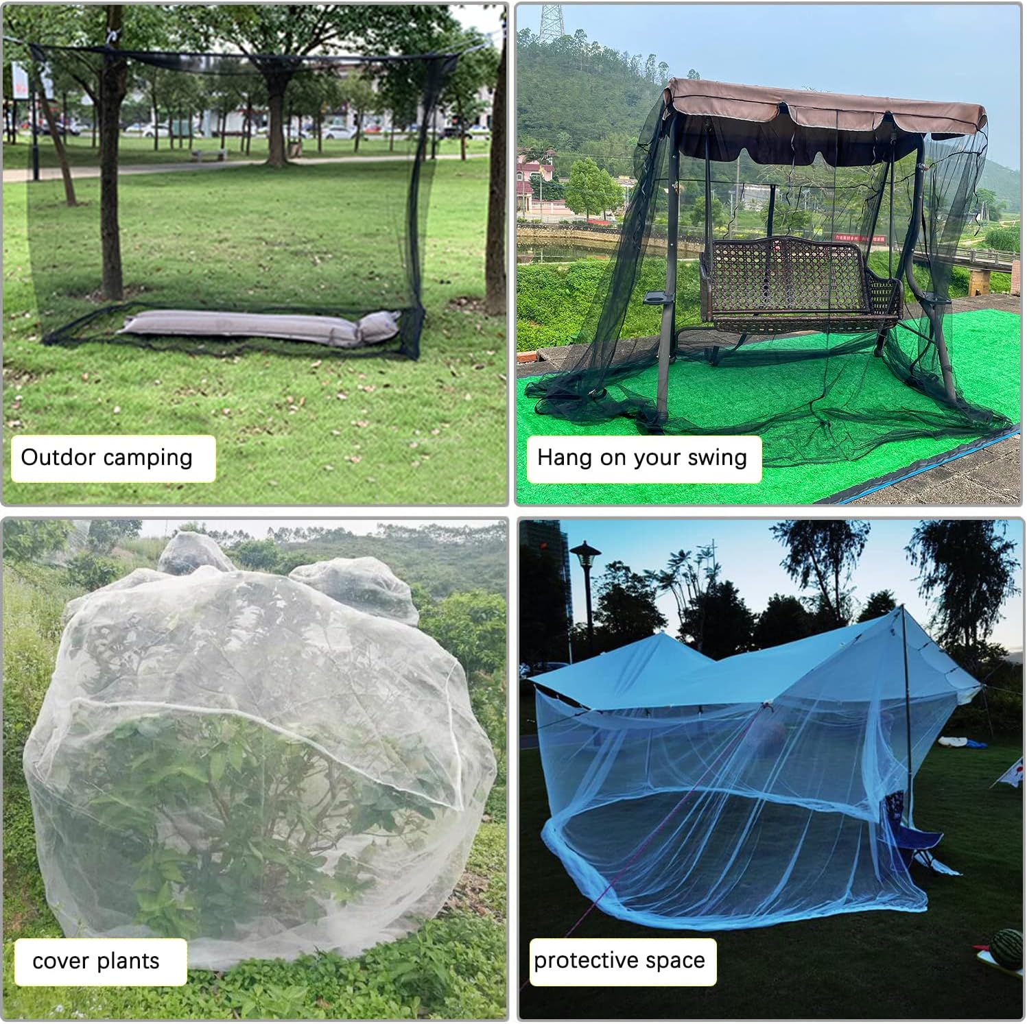 Mengersi Bed Canopy,Canopy Bed Curtains Bed Drapes for Full Queen King Size Bed,Mosquito Net Bed Curtains for Patio Indoor Outdoor Net,Black Bed Canopy Curtains for Gothic,Halloween Decoration