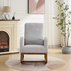 Gentle Rocking Chair, Nursery Chair, Polyester Accent Armchair with High Back, Side Pocket, Rubber Wood Legs, Light Gray, for Living Room or Bedroom