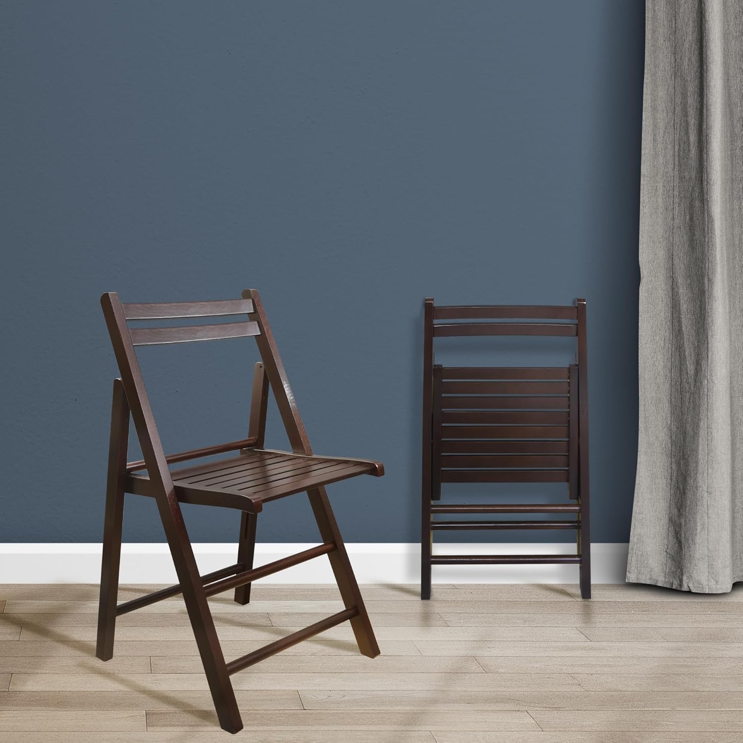 Casual Home Wooden Folding Chairs 2-Pcs Set - Espresso