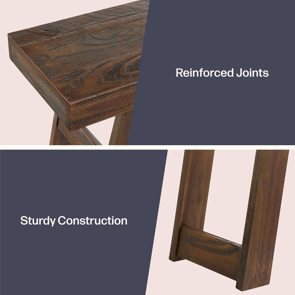 Alaterre Furniture Lawas Solid Wood Console Table - 36 Inch Modern Farmhouse Small Entryway Table - Easy Assembly Living Room Furniture for Behind The Couch, Entryway, or Hallway (Brown)