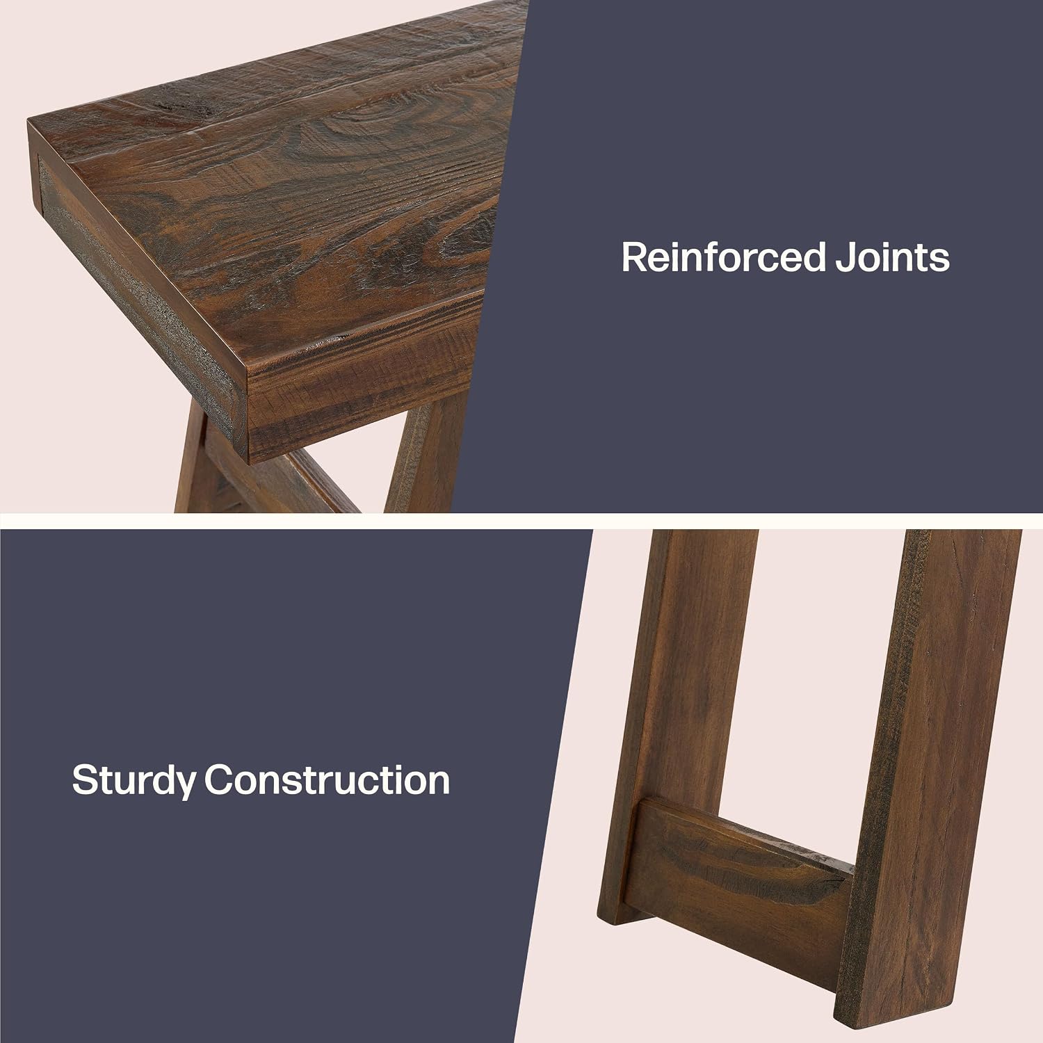 Alaterre Furniture Lawas Solid Wood Console Table - 36 Inch Modern Farmhouse Small Entryway Table - Easy Assembly Living Room Furniture for Behind The Couch, Entryway, or Hallway (Brown)