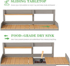 Wooden Potting Bench Table with Sink,Outdoor Garden Table Work Bench with Storage, Workstation for Outside Lawn Patio