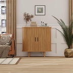 31.5" Buffet Cabinet,Sideboard Buffet Cabinet with Storage,Sideboard Console Table with Sliding Door & Adjustable Shelf,Curved Edge Sideboard Cabinet for Living Room, Kitchen(Natural)