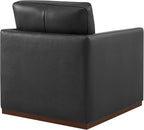 CHITA Genuine Leather Swivel Chair, Wood Frame, Fully Assembled, Black | Leather Arm Chair with 360° Swivel Solid Wood Base, Mid Century Modern Living Room Chair, 33"Dx30"Wx33"H, 300 Lb Capacity