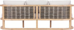 Christopher Knight Home Fido Acacia Wood Outdoor 3 Seater Sofa Cushion, Solid Wood Patio Sofa with Wicker Backrest, Comfy Lounge Sofa for Patio Furniture Set, Light Teak+Beige