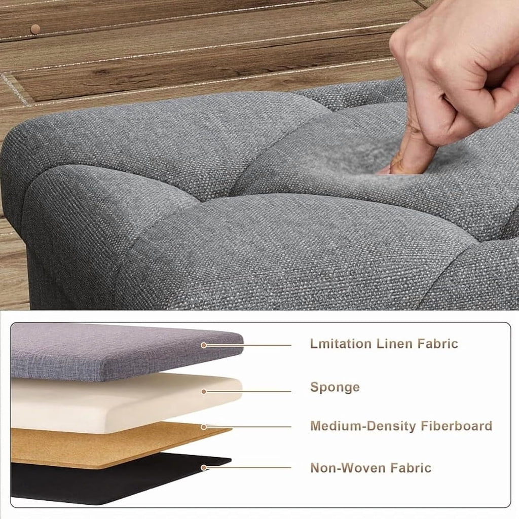 Storage Footstool, 15x15x15 inches, can Support up to 350 pounds. | Large capacity, sturdy, easy to maintain, and space-saving.