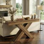 LITTLE TREE Entryway Table, 55" Narrow Console Table, Industrial Entryway Table with X-Shaped Legs, Narrow Sofa Hallway Foyer Table for Living Room, Entryway, Foyer, Rustic Brown