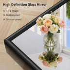 30x30 Square Black Mirror, Raised Metal Framed Bathroom Mirrors for Over Sink, Shatterproof Tempered Glass, Anti-Rust, Brushed Black Modern Vanity Mirrors for Bedroom, Living Room and Entryway