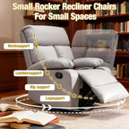 Swivel Rocking Recliner Chair with Thick Padded Armrests Comfortable Recliners Chairs for Small Spaces Living Room Bedroom Nursery