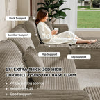 MoonSpeak 133" Sectional Boneless Couch for Living Room,Modern Modular Cloud Couch with Deep Seat,Upholstered Sleeper Sofa with 1 Ottoman,Convertible Folding Couches,No Assembly (Khaki)