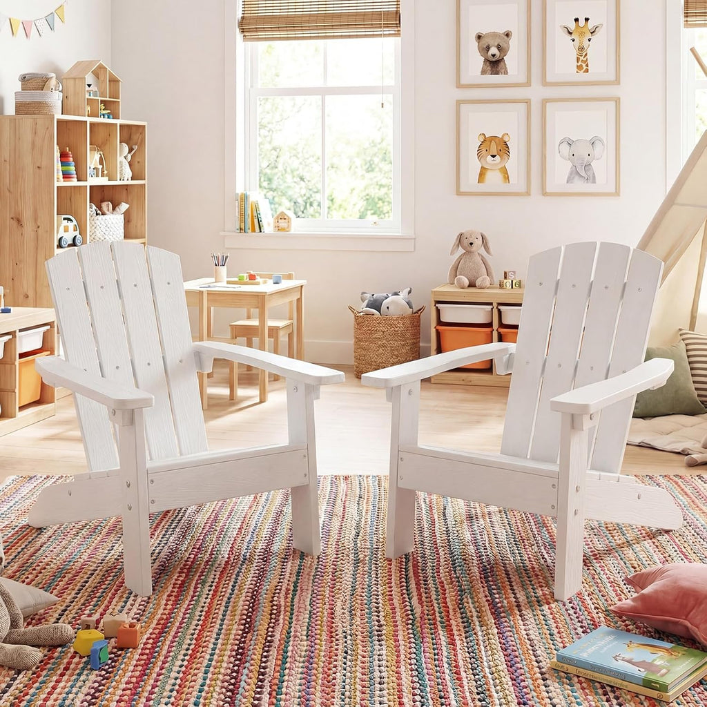Giantex Kids Adirondack Chair, All-Weather HIPS Children's Outdoor Chair w/Ergonomic Design, Toddler Lawn Chairs for Age 3-8, Kids Beach Chair for Garden Patio Backyard (1,White)