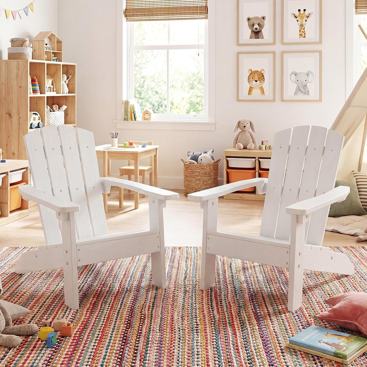 Giantex Kids Adirondack Chair, All-Weather HIPS Children's Outdoor Chair w/Ergonomic Design, Toddler Lawn Chairs for Age 3-8, Kids Beach Chair for Garden Patio Backyard (1,White)