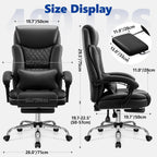 Big and Tall Office Chair 400lbs - Wide Memory Foam Seat with Lumbar Support, Reclining Executive Desk Chair with Footrest, Ergonomic Heavy Duty High Back Computer Chair, Black