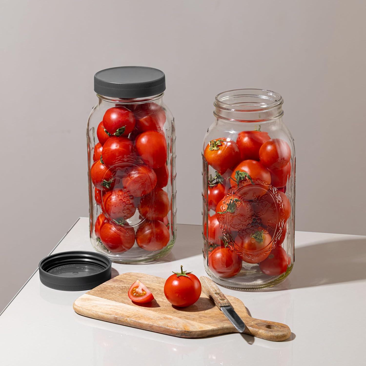 Wide Mouth Mason Jars 64 oz [2-Pack] with Airtight Lids – Large Glass Storage Jars for Pasta, Cookies, Dry Goods & Infused Water | BPA-Free Leak-Proof Lids