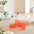 Acrylic Side Table, Clear Round Top Nightstand Easy Assembly, Transparent Bedside Table for Living Room, Bedroom, Small Spaces (Orange, 78.74x78.74x40.64cm)