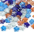 DomeStar 2 LB Glass Beads, Decorative Marbles for Vases, Sun Moon Stars Flat Marbles Glass Gem for DIY Aquarium Vase Fillers(35-40pcs)