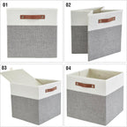 Bagnizer Collapsible Fabric Storage Cube Bins with 2 Reinforced PU Handles, Foldable Storage Organizer Baskets for Closet, Shelves, Living Room | 13"x13"x13", 4 Pack, Gray & White