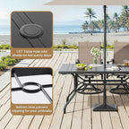 Soohow Outdoor Dining Table 60"x35", Rectangle Patio Dining Table with 1.57" Umbrella Hole, Outdoor Metal Furniture for Patio, Graden, Backyard and Poolside, Weather-Resistant