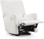 Delta Children Nest Nursery Swivel Recliner - Fabric is GREENGUARD Gold Certified and Oeko-TEX Standard 100 - Upholstered in a Unique Chenille Yarn for Blanket Like Softness, Oyster