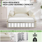 HUBSON 69" Oversized Boneless Chaise Lounge Chair Indoor, Comfy Deep Seat Sleeper Lounge Couch, Upholstered Chenille Cloud Chairs for Living Room, Bedroom, Apartment, No Assembly Required, Beige