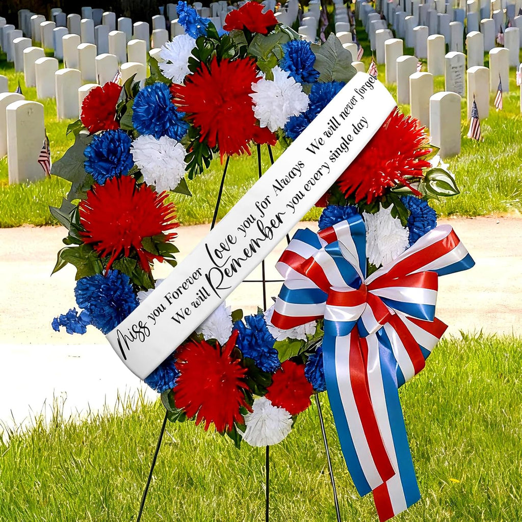 Fanfanwin Funeral Sash Memorial Wreath Sash Funeral Ribbon Celebration of Life Ribbon for Casket or Wreath Flower Memorial Service Honor the Loved Ones 58x4'' (White,Love You for Always)