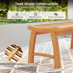 Tangkula Teak Wood Outdoor Bench, 2-Person Patio Backless Garden Dining Bench with Contoured Slatted Seat, 800 lbs Capacity, Outside Seating Furniture for Porch, Balcony, Deck & Yard (Natural)