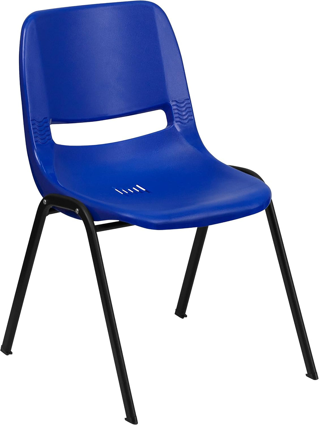 EMMA + OLIVER Navy Ergonomic Shell Stack Chair with Black Frame and 16" H Seat