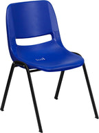 EMMA + OLIVER Navy Ergonomic Shell Stack Chair with Black Frame and 16" H Seat
