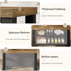 Tribesigns Bar Table, 55-Inch Counter Height Pub Table with Storage Shelves, High Top Kitchen Dining Table, Rectangle Wood Home Bar Unit for Dining Room, Bistro, Black and Brown