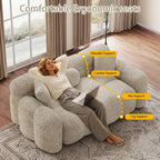 DAMAIFROM 65" Chenille Cloud Sofa Couch, Modern Deep Seat Loveseat Sofa, Comfy Upholstered Couch with 3 Pillows, Oversized Accent Armchair for Living Room Apartment Office, Light Brown