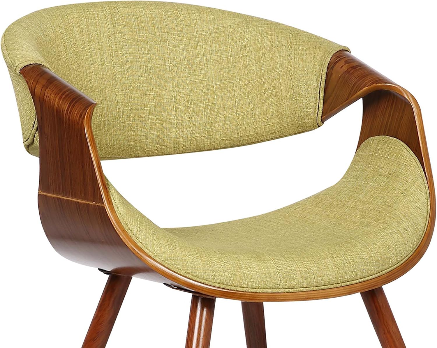 Armen Living Butterfly Mid-Century Dining Chair in Walnut Finish and Green Fabric - Set of 4