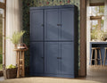 Palace Imports Solid Wood Kitchen Pantry Cabinet - 71.5" H x 48.5" W - Wooden Storage Cabinet w/ 6 Shaker Doors & 8 Adjustable Shelves - Antique Blue, 100% Renewable Eco-Friendly Wood, Made in Brazil