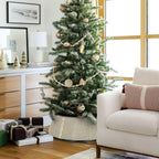 BAYN Metal Christmas Tree Collar, 28-Inch Diameter Base Cover Christmas Tree Ring Stand - Cream