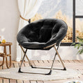 IDEALHOUSE Comfy Folding Padded Saucer Chair, Folding Circle Chair with Metal Frame, Soft Moon Chair for Bedroom, Dorm Rooms, Apartments, Lounging, Garden and Courtyard, Black
