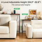 Kitstorack Behind Couch Table, Adjustable Height (4 Levels), 76.9" Long Narrow Console Table with Power Strip (2 AC, USB & USB-C) & Anti-Tip Wall Screws, Slim Sofa Table for Living Room