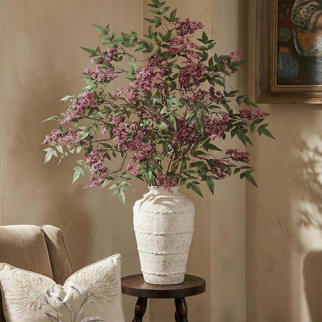 Juxdp 36" Artificial Nandina Berry Stem for Vase - 2 Pcs Realistic Faux Berry Spray, Fake Plant Branches with Stems for DIY Bouquet, Shower, Mantel, Home Decor (Dusty Plum)