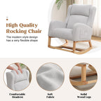 HCHAIRH Rocking Chair Nursery, Nursing Rocking Chairs for Mom Nursery, Comfy Wingback Glider Rocking Armchair with Foot Rest and Side Pocket for Nursery Living Room Bedroom, Light Grey