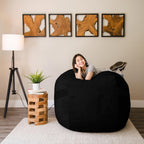 Big Joe Fuf Large Cover Only Machine Washable, Black Plush, Soft Polyester