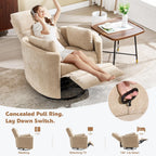 Manual Recliner 360°Swivel Rocking Glider Chair,Upholstered Nursery Adult Recliner Rocker Glider Chair with 2 Pillows for Living Room Bedroom Apartment(Khaki,Manual Operation)